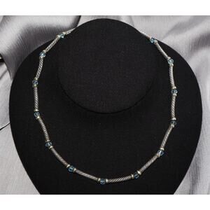 David Yurman 925/14k Topaz Hampton Cable Station Necklace 20.6G / 15in